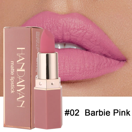 "HANDAIYAN 6-Color Matte Lipstick Set – Moisturizing, Long-Lasting, Non-Stick, Sexy Nude Shades"